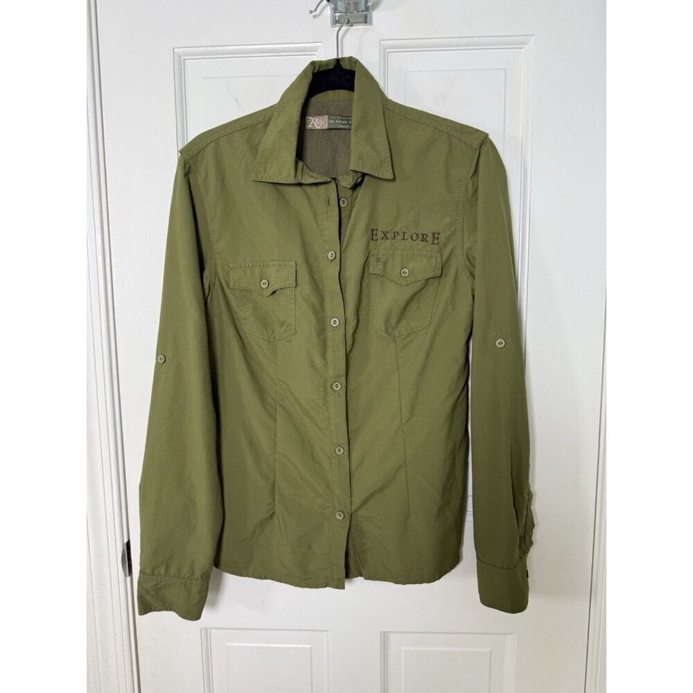 Rufili Safari Green Outdoor Vented Lightweight Button Down Shirt Women’s Size 12
